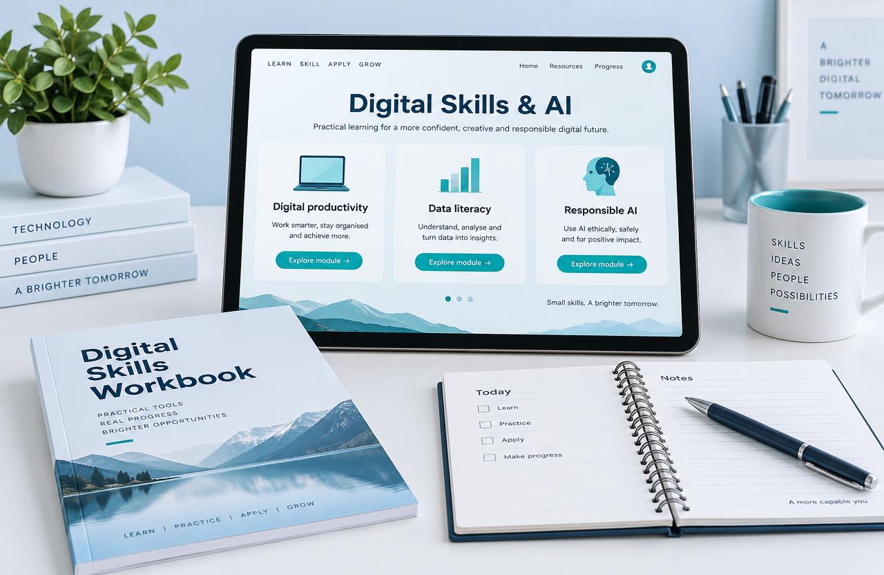 Illustrative digital skills learning modules and accompanying workbook